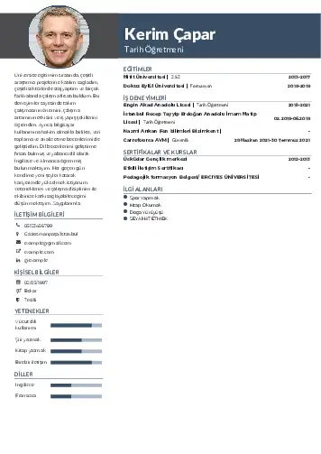 Tarih Öğretmeni Cv Örnekleri cv indir